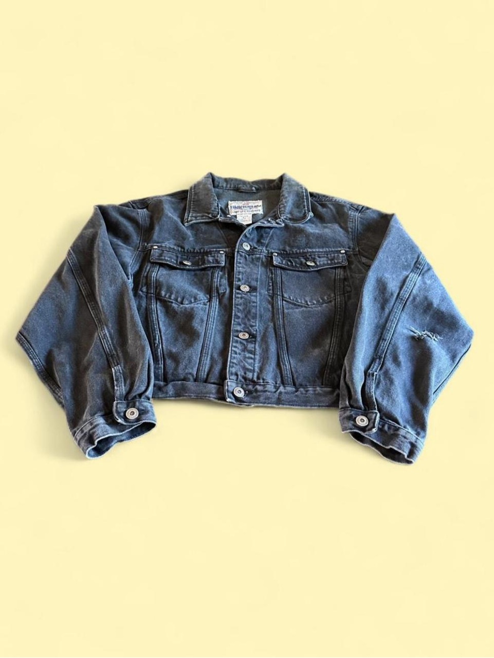 Vintage Unionbay Black Wash Denim Trucker Jacket Distressed Western Men’s L